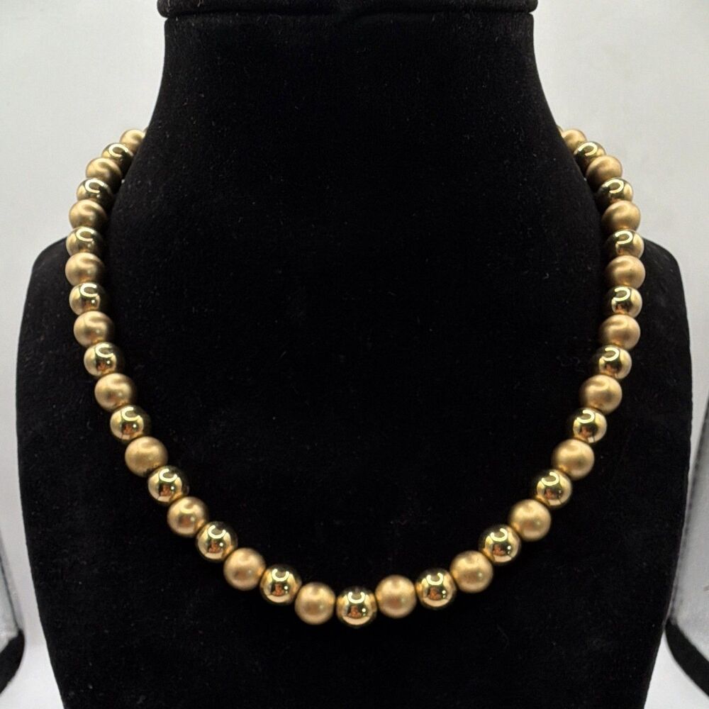 Vtg. Napier Signed Gold Tone Beaded Necklace Adjustable Lobster Clasp